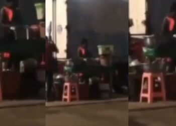 Woman stopped from selling fufu around newly constructed Pokuase interchange